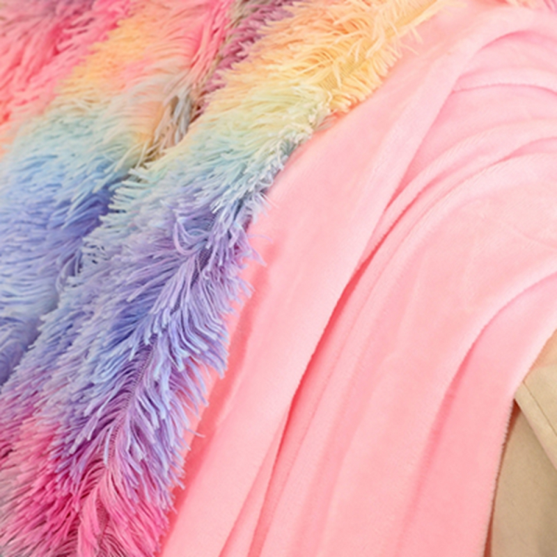 Rainbow Blanket, Throw Blanket, Fluffy Blanket 130×160 cm, Faux Fur Throw Blanket, Soft Warm Blanket, Wool Blanket, Sofa Blanket, Fleece Blanket, Bedspread
