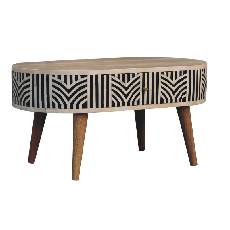 Artisan Furniture Solid Wood Edessa Bone Inlay Coffee Table, 2 Drawers, Brown