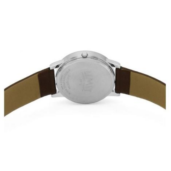 Limit Mens Basic Dated Black Dial Brown Leather Strap Watch 5744