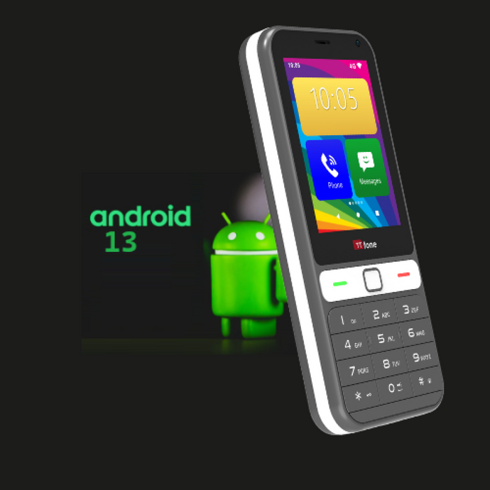 TTfone TT280  Simple 4G Dual SIM Bar Phone with Android, 2.8" Touchscreen, Keypad, 2MP Camera, USB-C - Easy to Use Unlocked Mobile (with USB Cable and Three Sim Card)