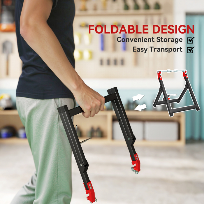 HOMCOM Steel Motorcycle Wheel Balancer Truing Stand with Spoke Wrench, Black