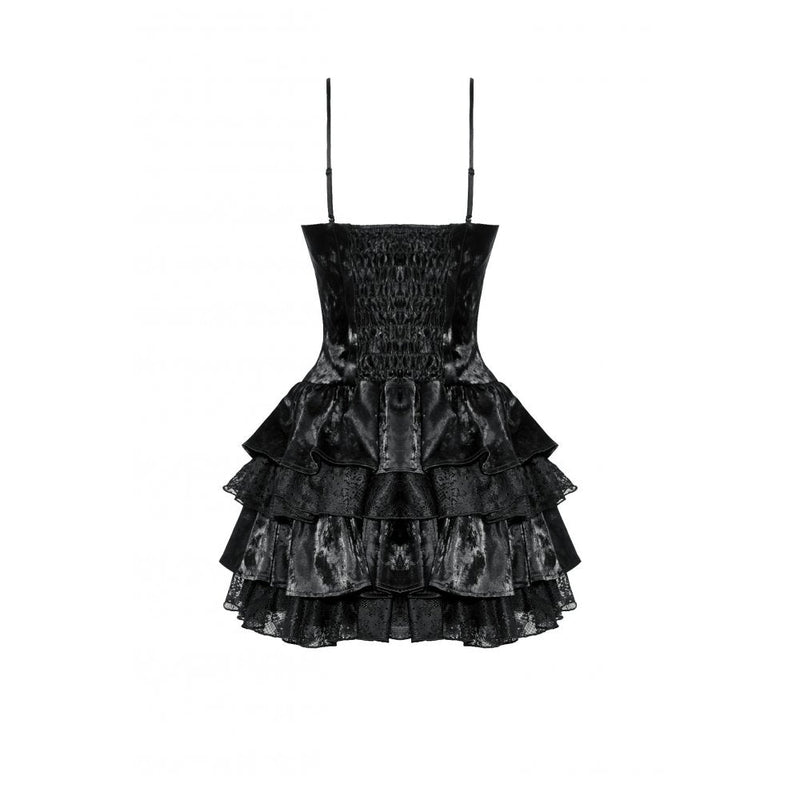 Dark in Love Harriet Punk Shiny PU Leather Layered Dress