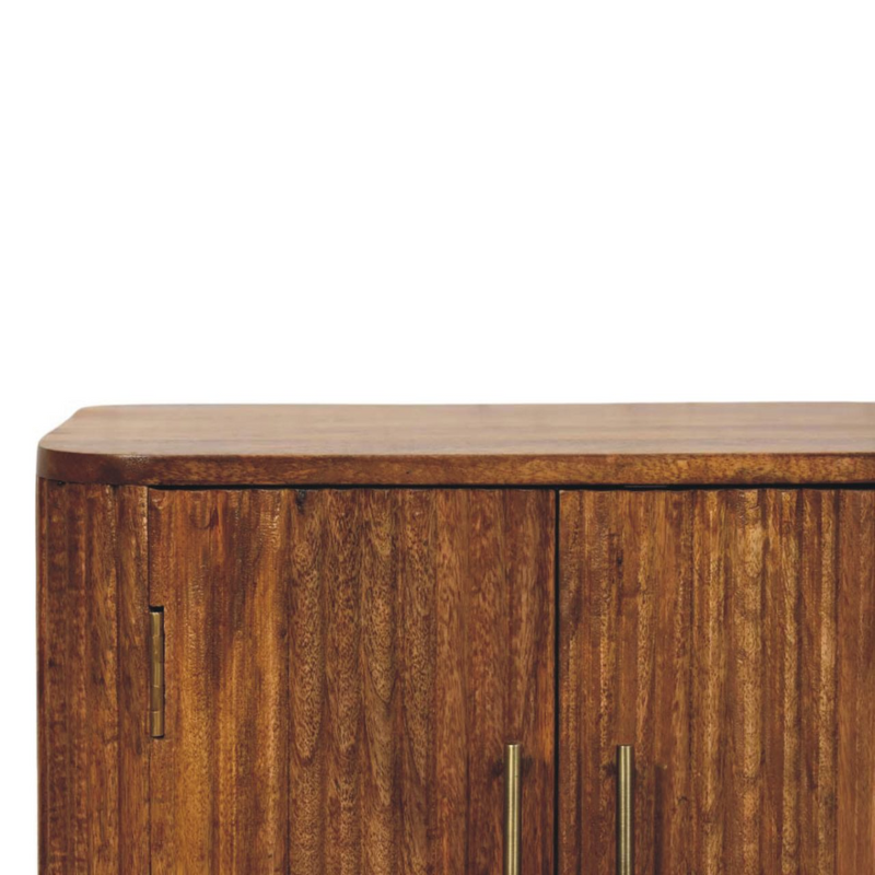 Artisan Furniture Solid Wood Solis Fluted Mini Sideboard, 2 Doors, 2 Shelves, Beige