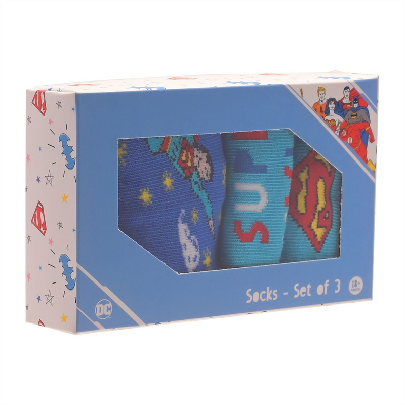 Warner Bros Little Heroes 3pk Superman Socks - 3-12 Months