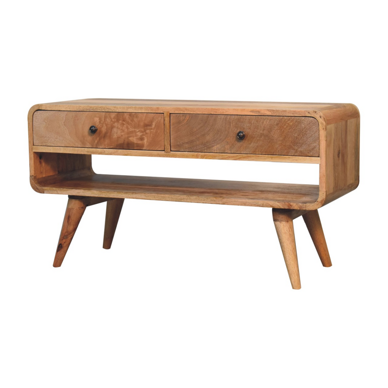 Artisan Furniture Solid Wood Reverse Curve Oak-ish Media Unit