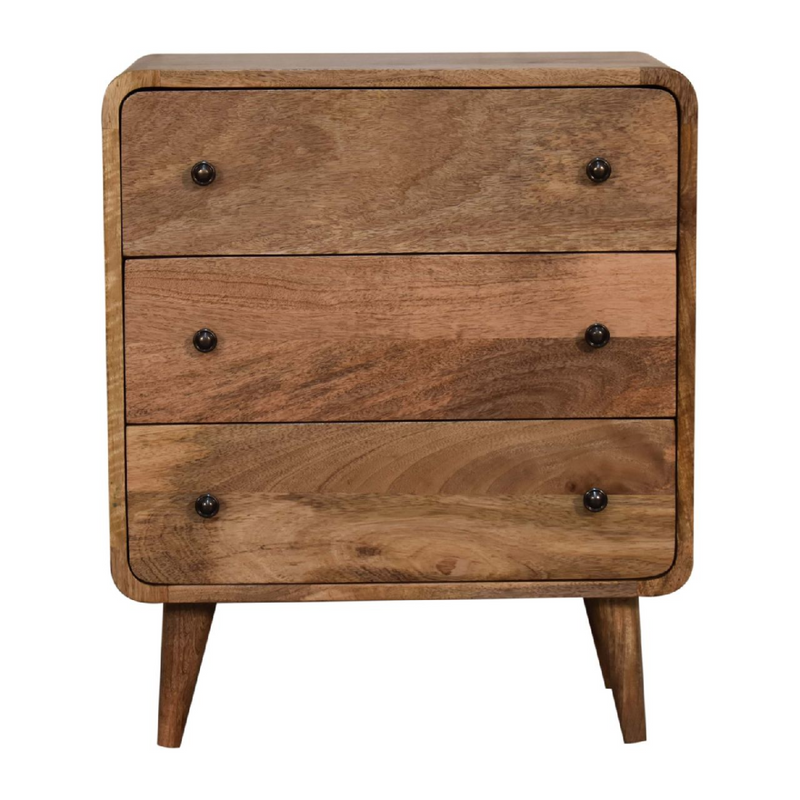Artisan Furniture Solid Wood Mini Curved Oak-ish Chest
