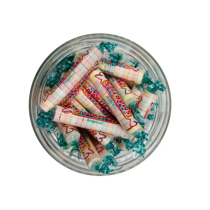 Simway Sweets Jar 555g - Smarties Tropical Rolls - Individually Wrapped American Sweets - Approximately 64 Pieces