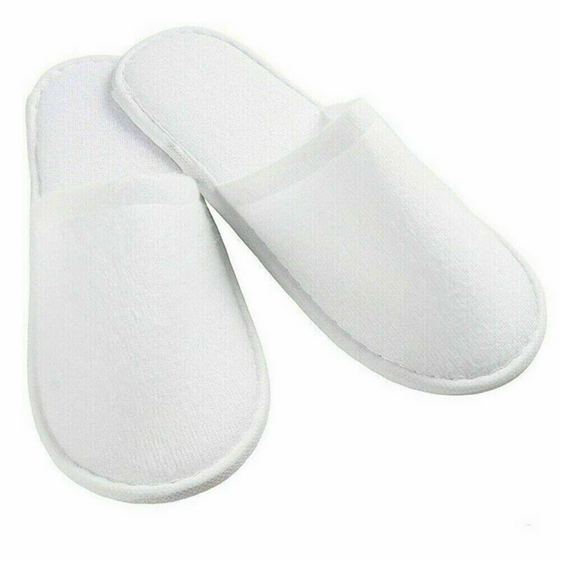 20 Pairs Disposable Terry Towelling Slippers for Spa Hotel Guests, Closed Toe Bulk Pack