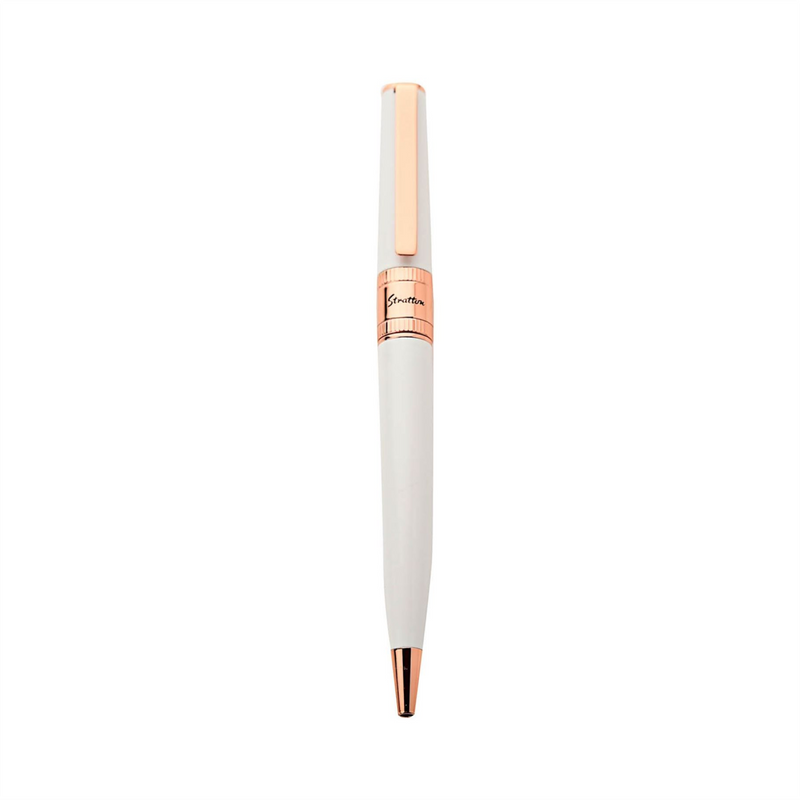 Stratton Ballpoint Pen - White & Gold