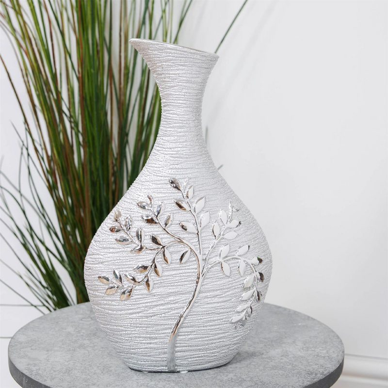 Textured Silver Branch Bottle Vase 34.5cm