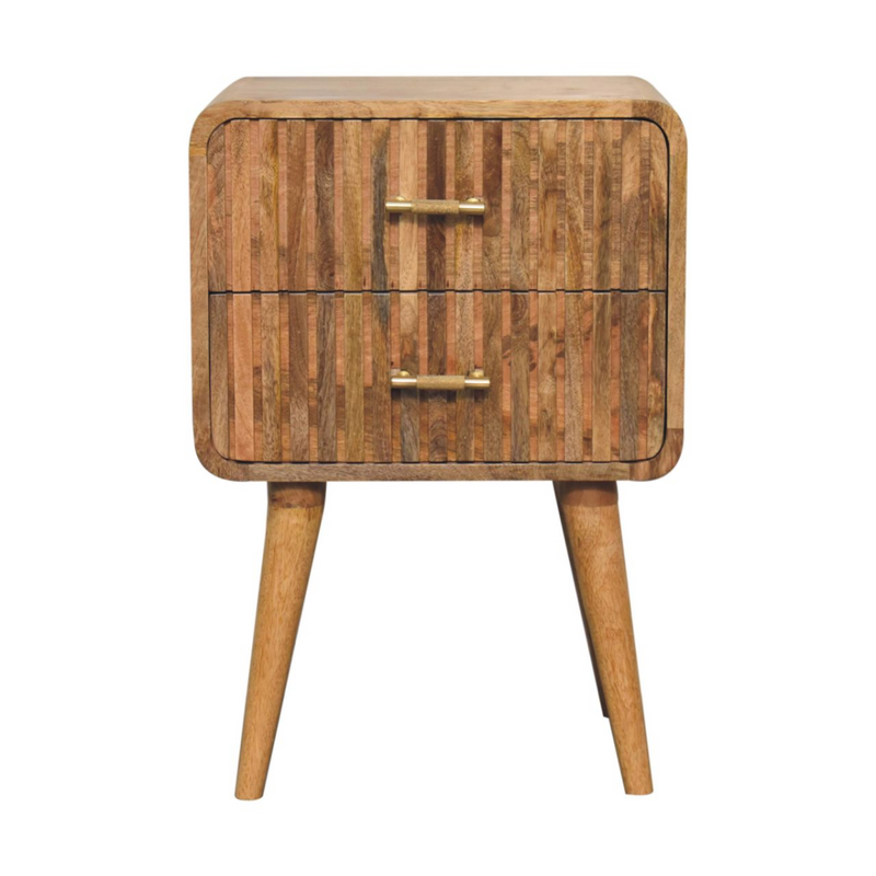 Artisan Furniture Solid Wood T-bar Ridged Bedside