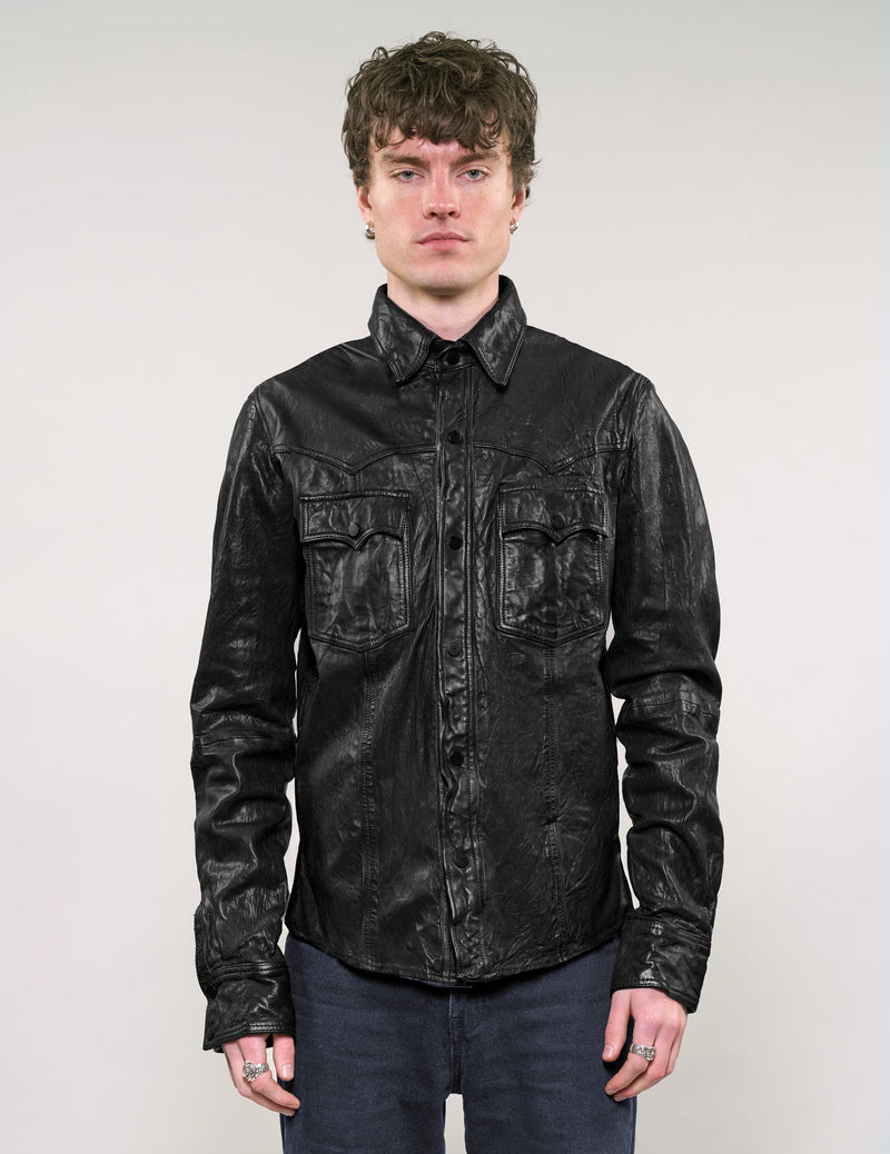 'Peace' Laser Printed Leather Jacket