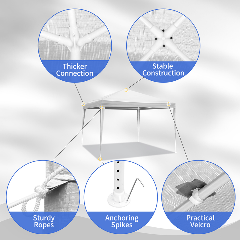 3 x 3m Waterproof Tent with Spiral Tubes White