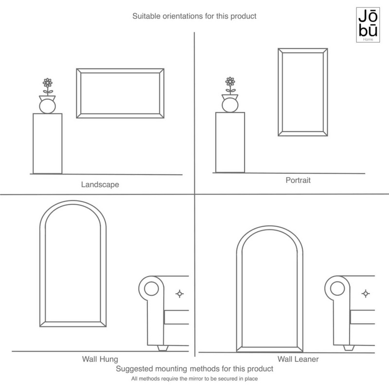 Takara - Full Length Leaner Black Metal Rectangle Mirror - 200cm x 120cm