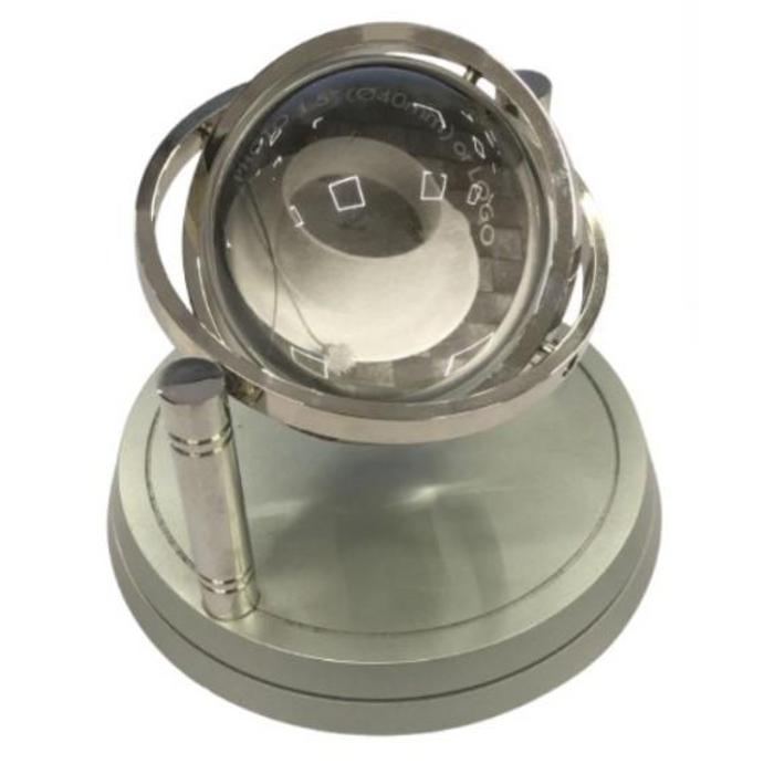 Miniature Clock Globe with Display Photo or Logo Silvertone Plated Solid Brass IMP422-AL - CLEARANCE NEEDS RE-BATTERY