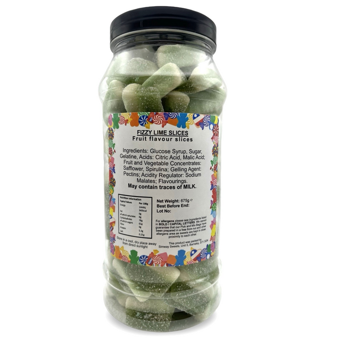 Lime Slices Retro Fizzy Gummy Sweets Gift Jar - 675g