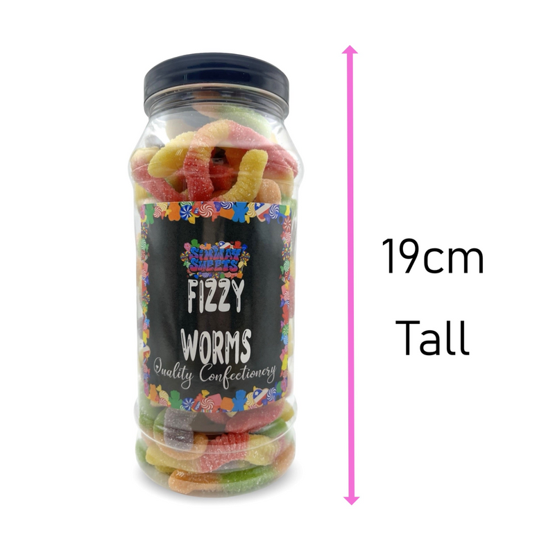 Fizzy Fruity Worms Retro Sour Gummy Sweets Gift Jar - 655g
