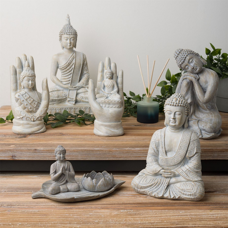 Juliana Buddha with Lotus Tea Light Holder on Leaf
