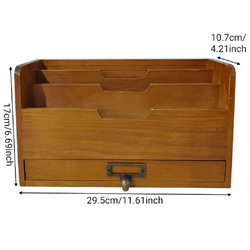 Letter Rack Document Rack Wooden Office Shelf Post Tray Desk Organiser ...