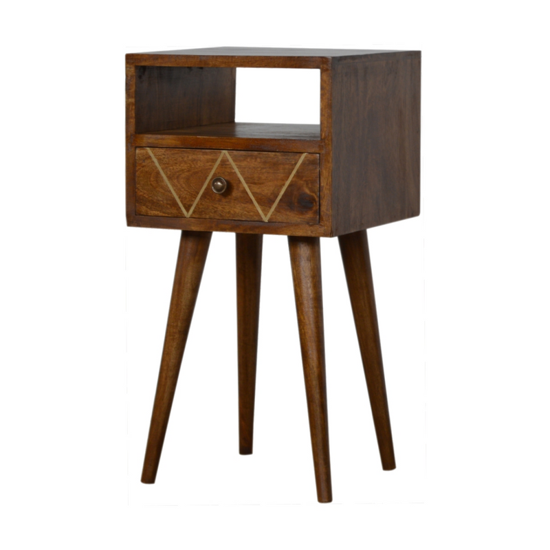 Artisan Furniture Solid Wood Mini Geo Brass Bedside