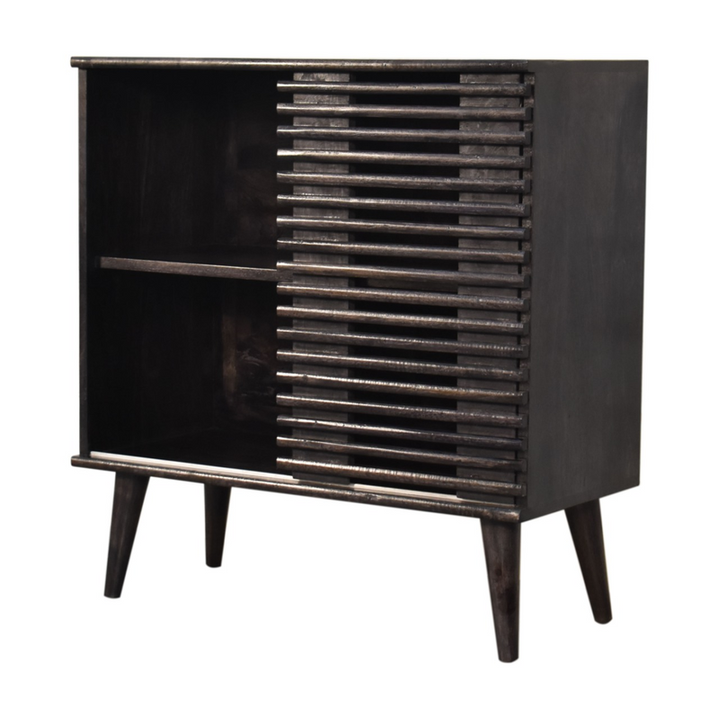 Artisan Furniture Solid Wood Kobe Cabinet, Black, Sliding Door and 2 Drawers