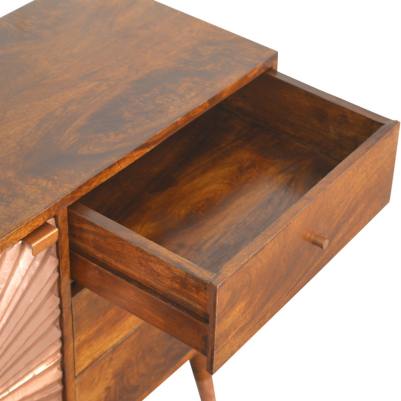 Artisan Furniture Solid Wood Manila Copper Sideboard, Brown, 3 Drawers and 1 Door