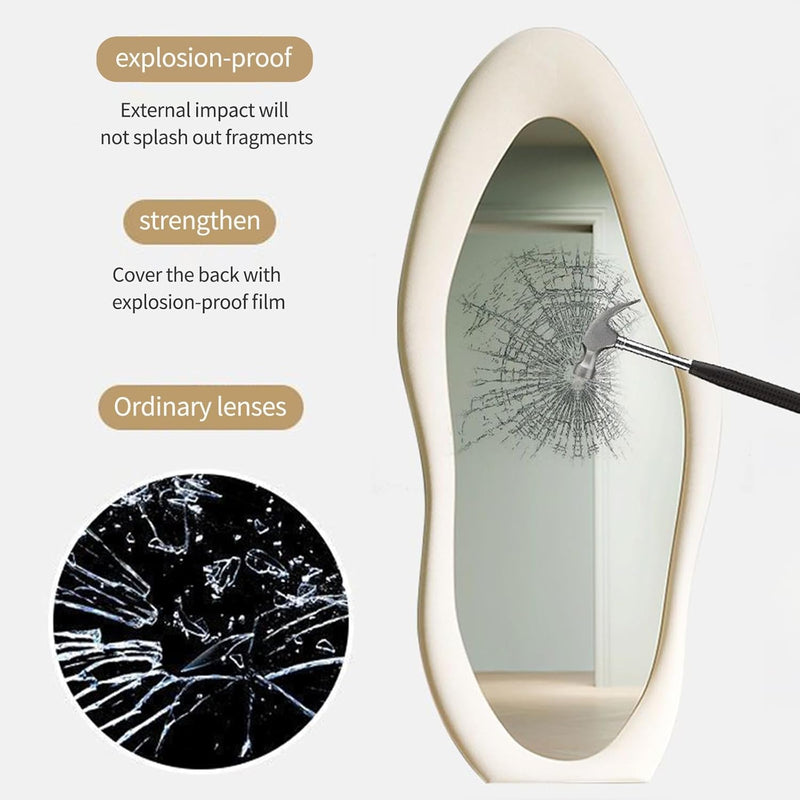 Wavy Full Length Mirror 168x68cm Floor Standing Arched Asymmetrical CEIEVER