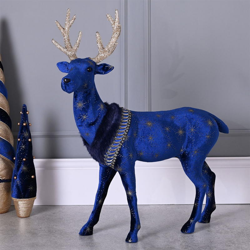 Celestial Blue and Gold Reindeer Large