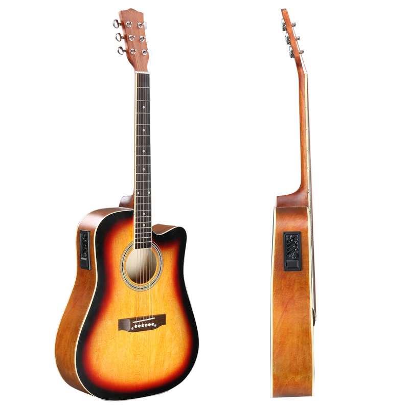 KMA101 41In Basswood Panel Matte Edging Folk Guitar with 10W Amplifier Bag Tuner and other Accessories Sunset