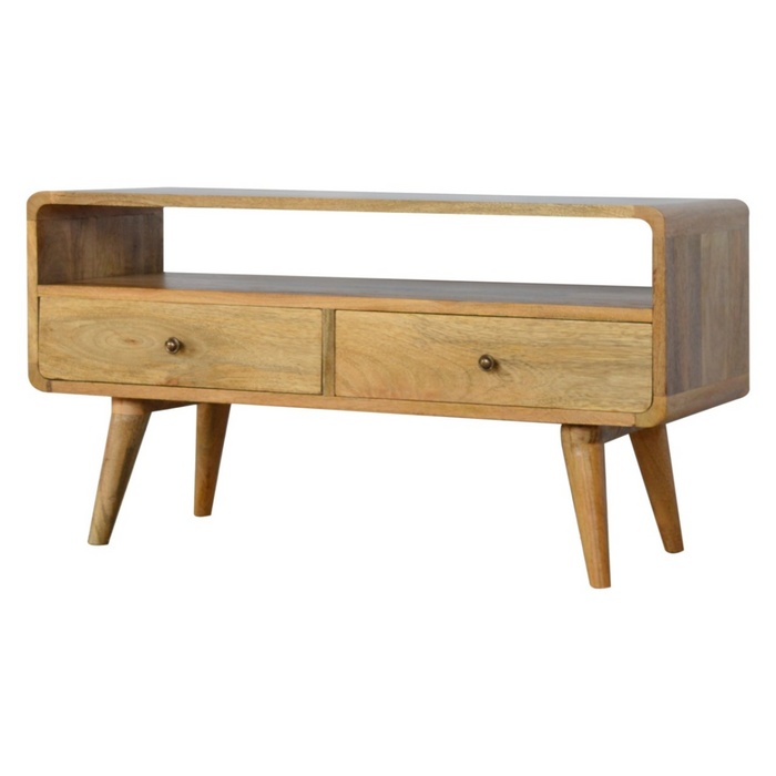 Artisan Furniture Solid Wood Curved Oak-ish Media Unit