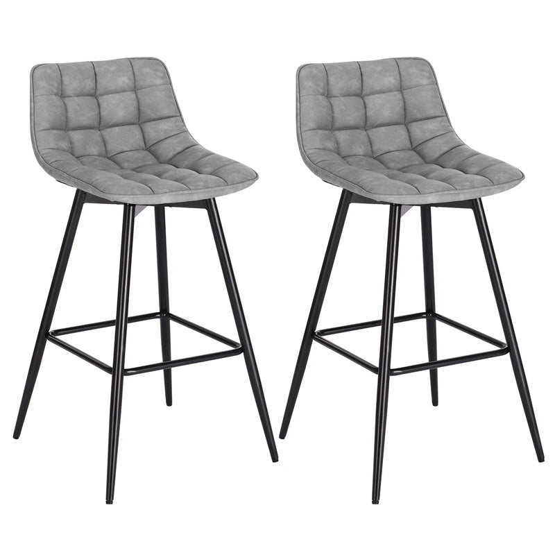 2PCs/set Designer Bar Stool High Chair Counter Stool for Bar Bistro Leather/Velvet Seat with Footrest Metal Frame Household