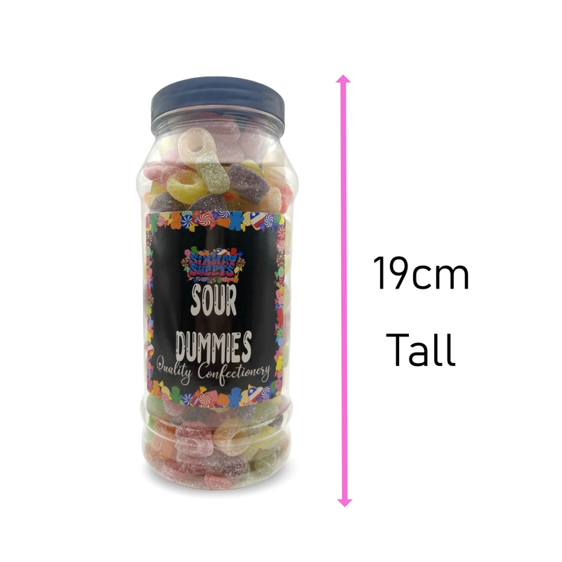 Fizzy Sour Dummies Sweets Gummy Jelly Retro Sweets Gift Jar - 590g