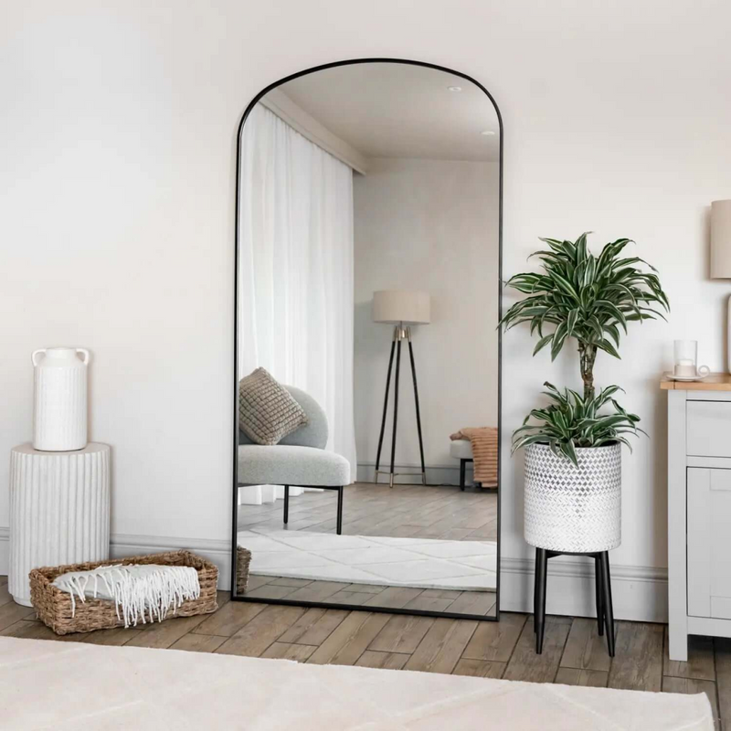 Yōko - Full Length Black Metal Gentle Arch Mirror - 180cm x 90cm