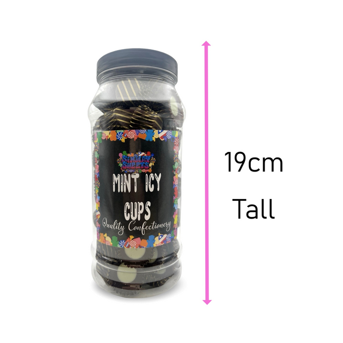 Milk Chocolate Mint Flavour Icy Cups Retro Sweets Gift Jar - 535g