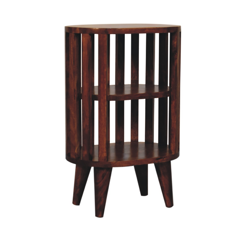 Artisan Furniture Solid Wood Ariella Double Shelf Chestnut Bedside, Brown, 2 Shelves