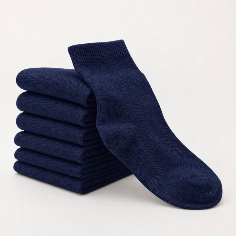 12 Pairs Kids Cotton School Socks Breathable Durable Ankle Socks Boys Girls Uniform Navy Grey Black White Sizes 2 to 12 by Sock Stack