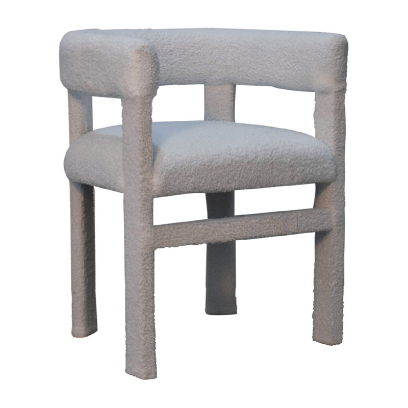 Artisan Furniture Solid Wood White Boucle Occasional Chair