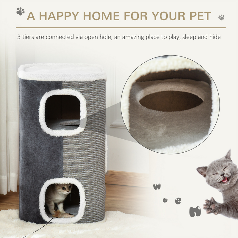 Cat Barrel Kitten Tree Tower Sisal Scratching Furniture Climbing Frame
