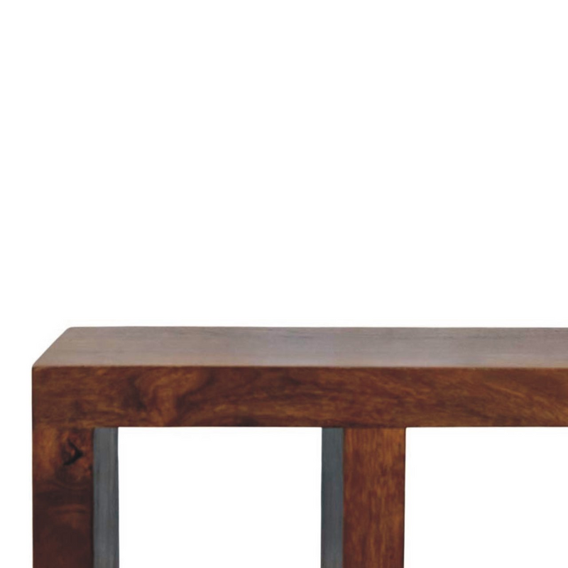 Artisan Furniture Solid Wood Orion Curved Chestnut Media Unit, 3 Open Shelves, Dark Brown