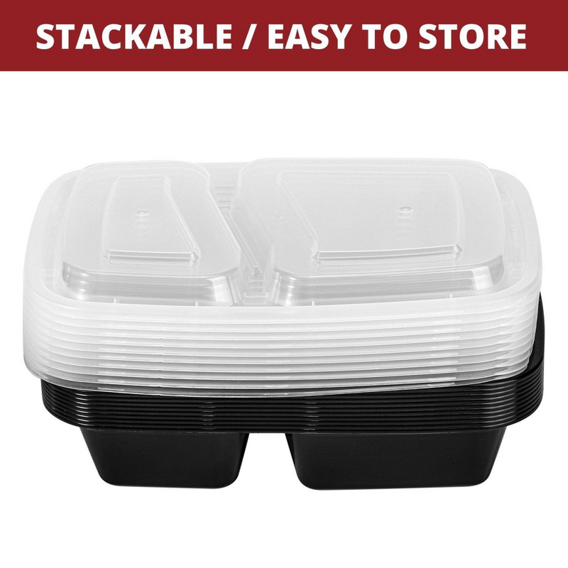 VINSANI 10pk 2 COMPARTMENTS MEAL PREP CONTAINERS 1010424 X 3