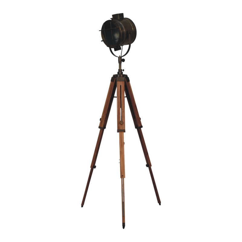 Artisan Furniture Home Decor Accessories - Caged Brass Spotlight Floor Lamp