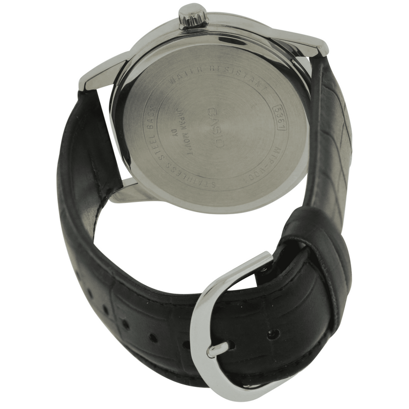 Casio Men's Analogue Silver Dial Leather Strap Watch - MTP-V001L-7BUDF