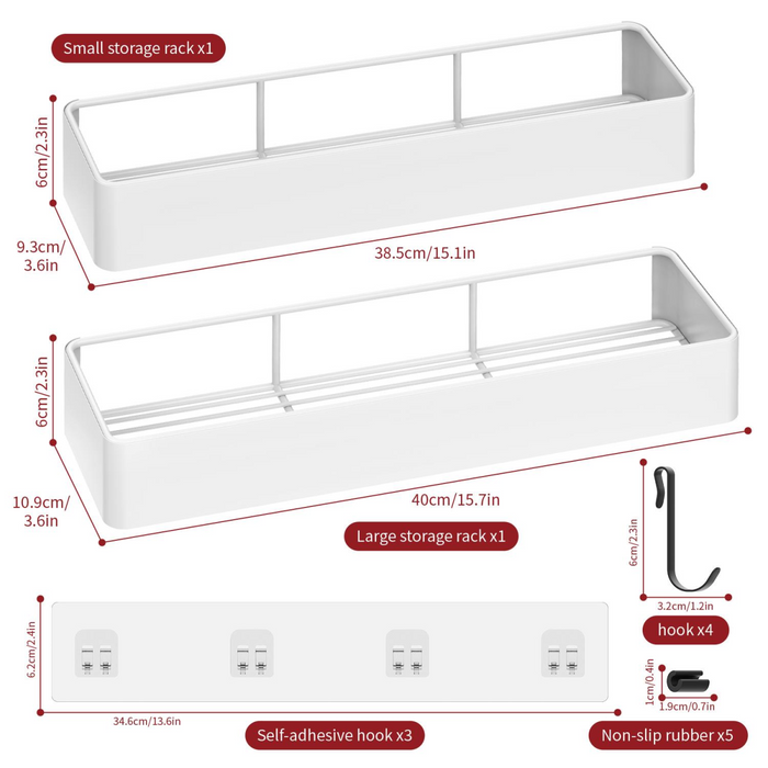 VINSANI 2pc WHITE SHOWER CADDY 1010504