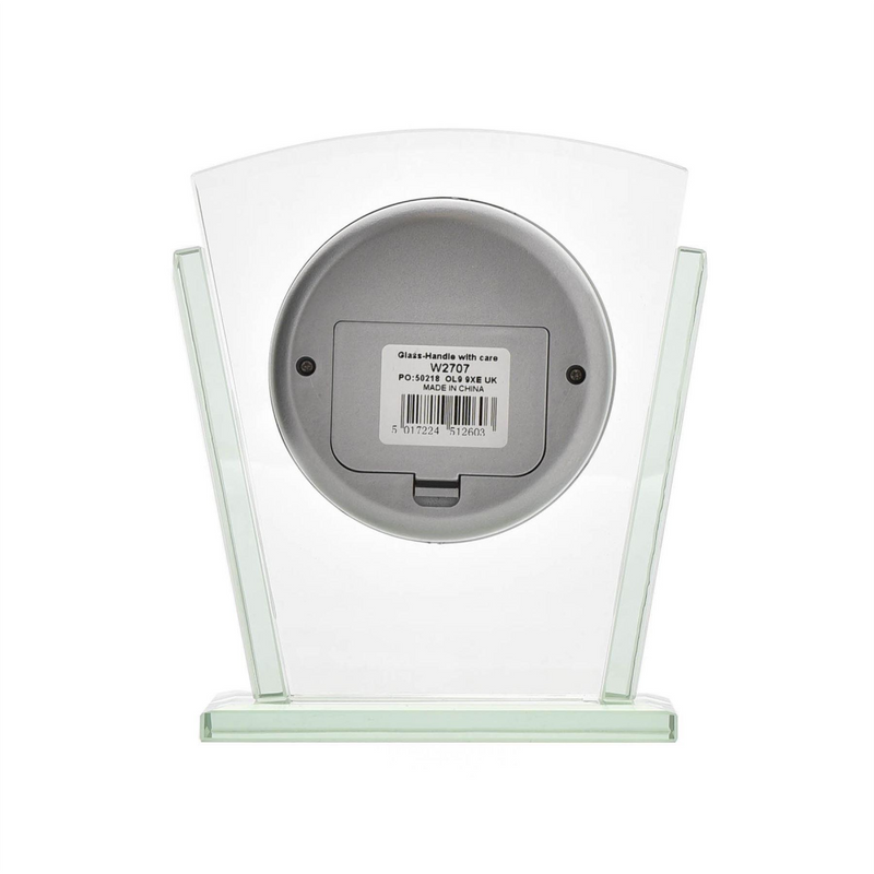Wm. Widdop 2 Layered Silver Bezel Glass Mantel Clock W2707