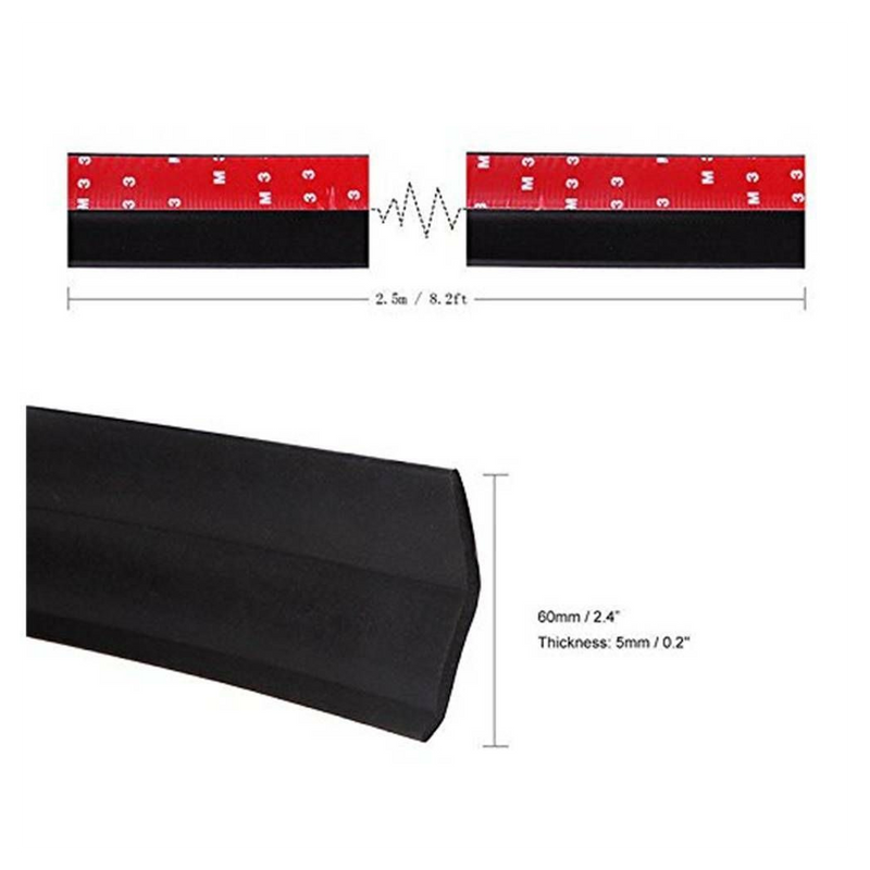 Universal Car Lip Skirt Protector Rubber Splitter Front Bumper Spoiler Side 2.5M