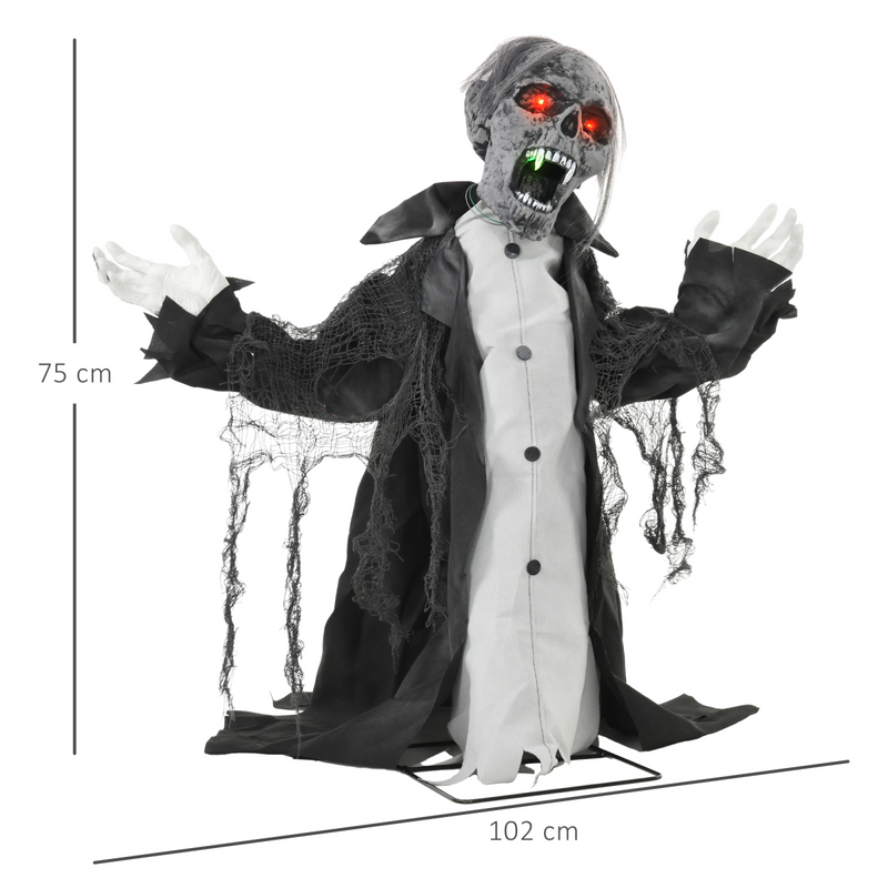 HOMCOM Voice Activated Halloween Animatronics Skeleton, Battery Operated