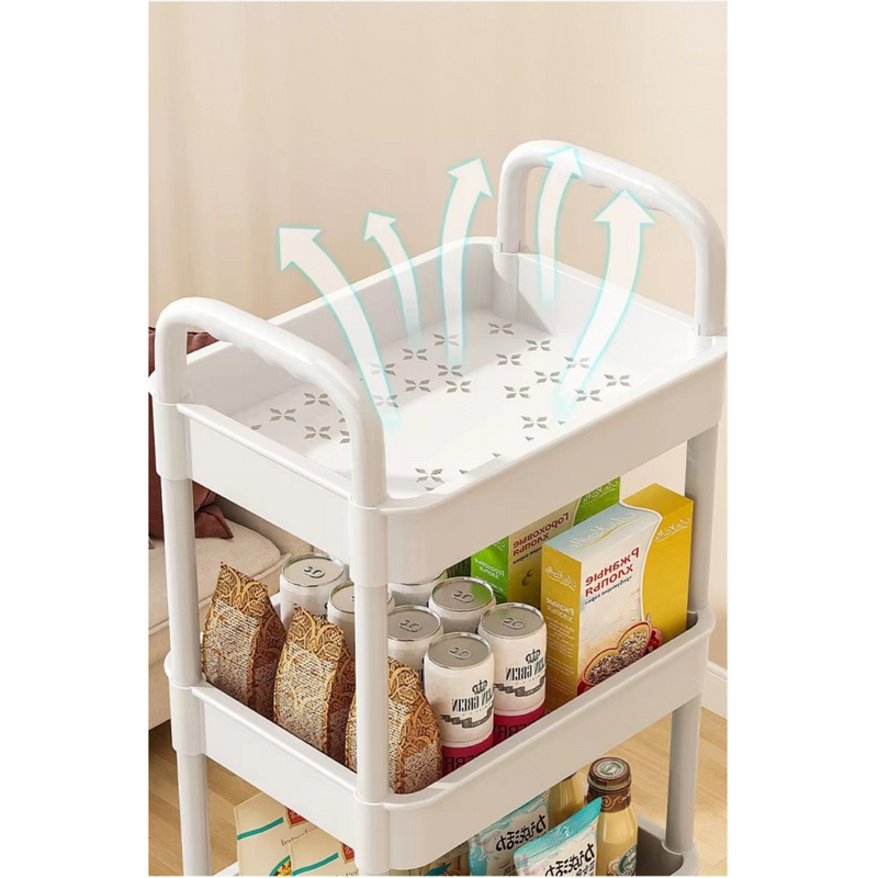3 Tier Storage Trolley Cart on Wheels Kitchen Bathroom Laundry Rolling Rack