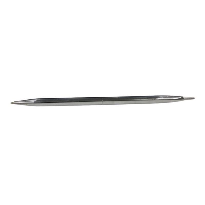 Miniature Clock Silver Plated Solid Brass Clock with Silver tone Ball Pen IMP408S - CLEARANCE NEEDS RE-BATTERY & Refill
