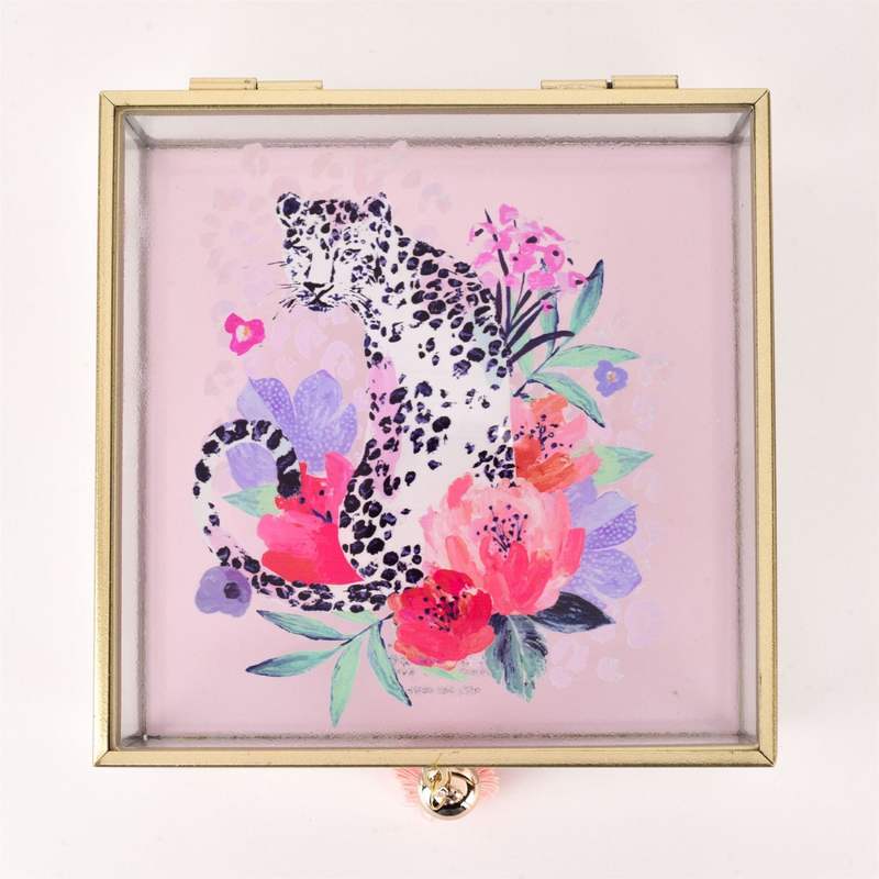 Frida Leopard Glass Trinket Box