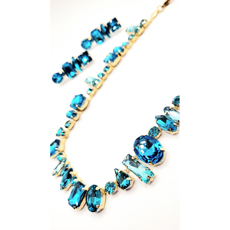 Blue Crush Crystal Necklace & Earring Set